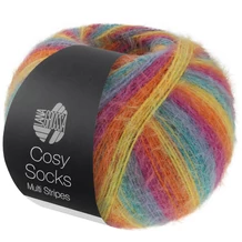 Lana Grossa Meilenweit Cosy Socks Multi Stripes zoknifonal