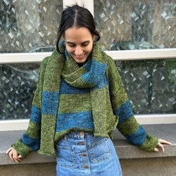 CSÍKOS PULÓVER ÉS SÁL Vintage Chunky fonalból - fonal mellé ingyenes minta