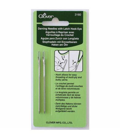 Clover 3160 Darning Needles with Latch Hook - összevarrótű nyitható tűfokkal