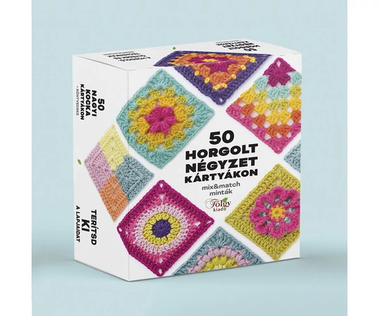 50 horgolt négyzet kártyákon