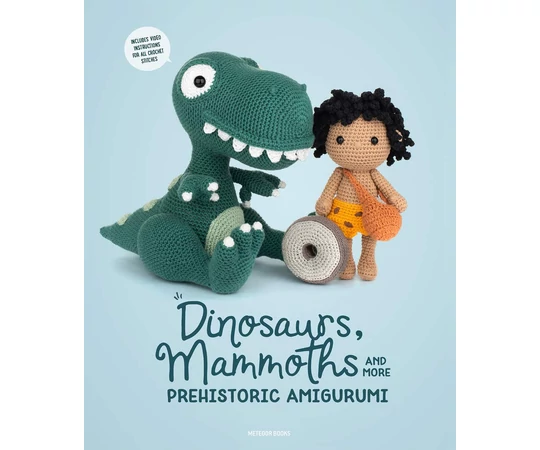 őkori amigurumi könyv, horgolt dinó, t-rex és egyéb szauruszok