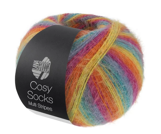 Lana Grossa Meilenweit Cosy Socks Multi Stripes zoknifonal
