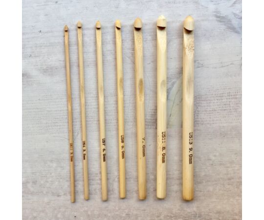 Bambusz fa horgolótű 3-9 mm